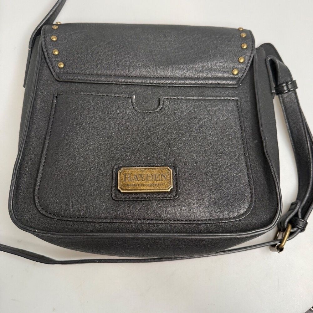 Hayden Harnett Crossbody Black Strap brass Hardware Shoulder Bag HH13764 - Picture 9 of 11